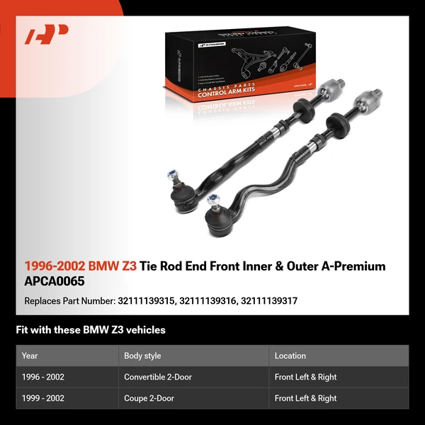 1996-2002 BMW Z3 Tie Rod End Front Inner & Outer A-Premium APCA0065