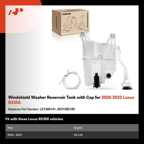 Windshield Washer Reservoir Tank with Cap for 2020-2022 Lexus RX350