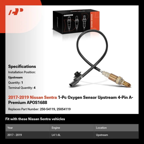 2017-2019 Nissan Sentra 1-Pc Oxygen Sensor Upstream 4-Pin A-Premium APOS1688