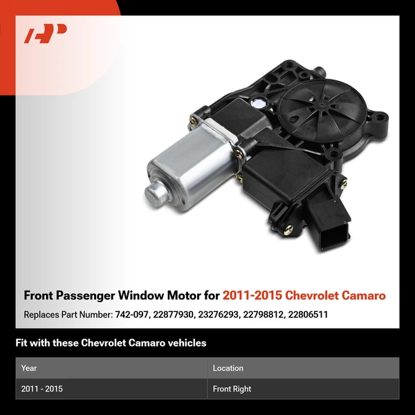 Front Passenger Window Motor for 2011-2015 Chevrolet Camaro