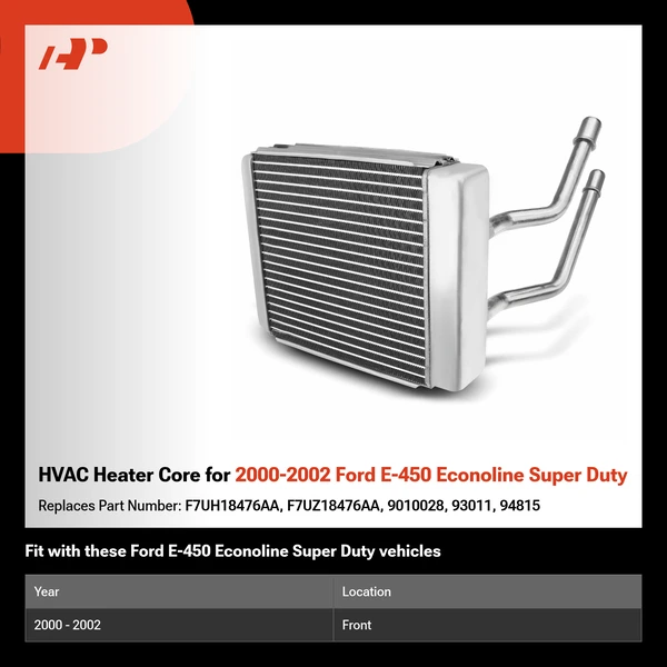 HVAC Heater Core for 2000-2002 Ford E-450 Econoline Super Duty