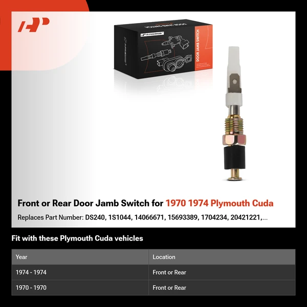 Front or Rear Door Jamb Switch for 1970 1974 Plymouth Cuda