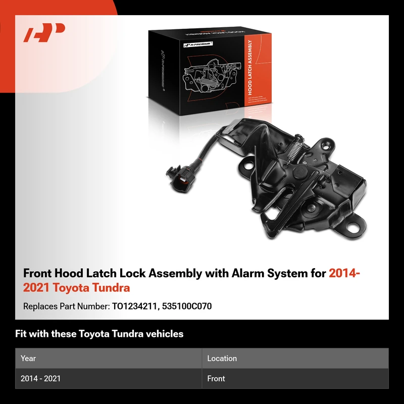 Front Hood Latch Lock Assembly with Alarm System for 2014-2021 Toyota Tundra