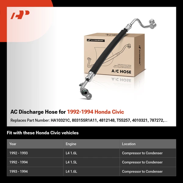 AC Discharge Hose for 1992-1994 Honda Civic