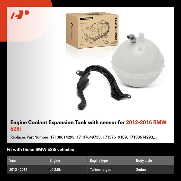 Engine Coolant Expansion Tank with sensor for 2012-2016 BMW 528i