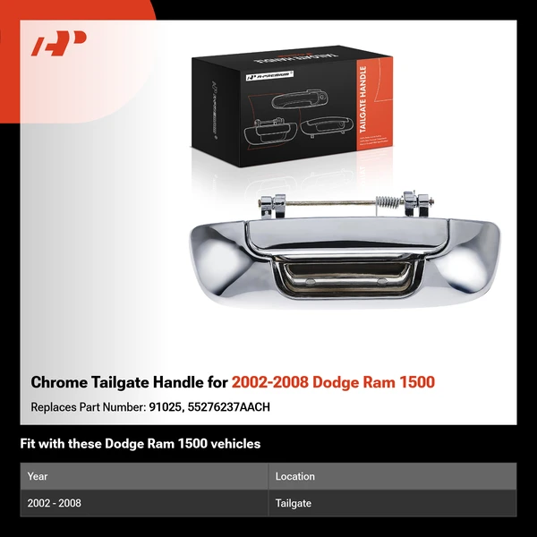 Chrome Tailgate Handle for 2002-2008 Dodge Ram 1500