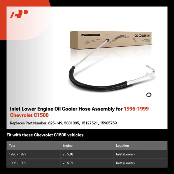 Inlet Lower Engine Oil Cooler Hose Assembly for 1996-1999 Chevrolet C1500