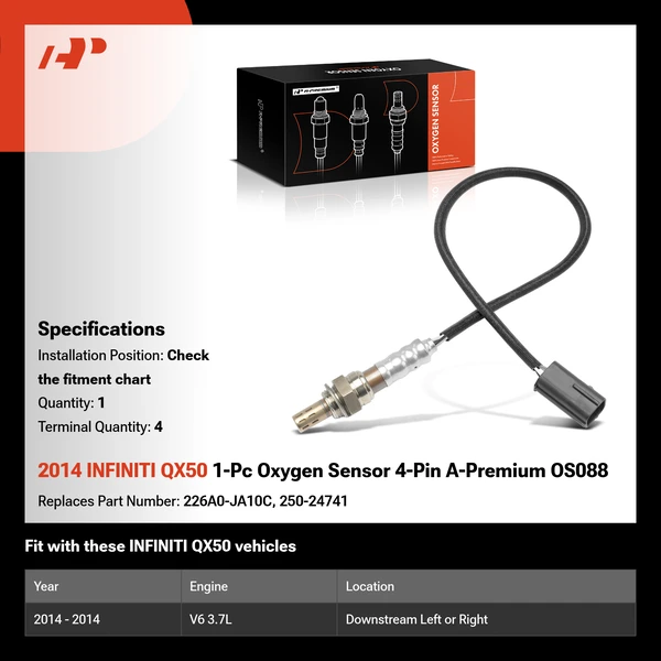 2014 INFINITI QX50 1-Pc Oxygen Sensor 4-Pin A-Premium OS088