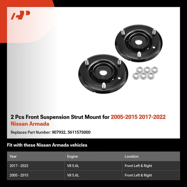 2 Pcs Front Suspension Strut Mount for 2005-2015 2017-2022 Nissan Armada