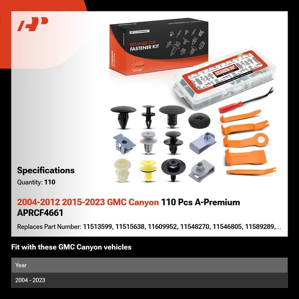 2004-2012 2015-2023 GMC Canyon 110 Pcs A-Premium APRCF4661