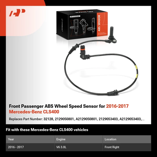Front Passenger ABS Wheel Speed Sensor for 2016-2017 Mercedes-Benz CLS400