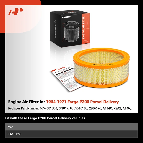 Engine Air Filter for 1964-1971 Fargo P200 Parcel Delivery