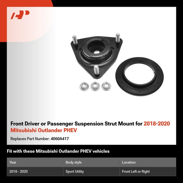 Front Driver or Passenger Suspension Strut Mount for 2018-2020 Mitsubishi Outlander PHEV
