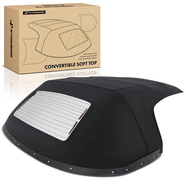 Black Convertible Soft Top with Glass Window & Rain Rail for 1990-1997 1999-2005 Mazda Miata
