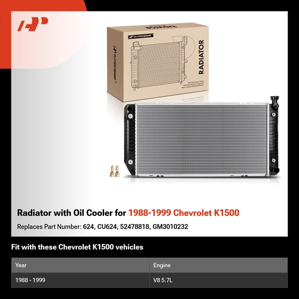 Radiator with Oil Cooler for 1988-1999 Chevrolet K1500