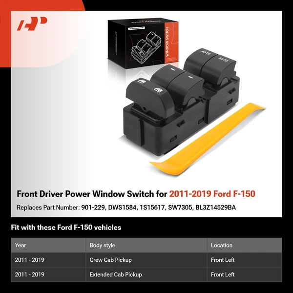 Front Driver Power Window Switch for 2011-2019 Ford F-150