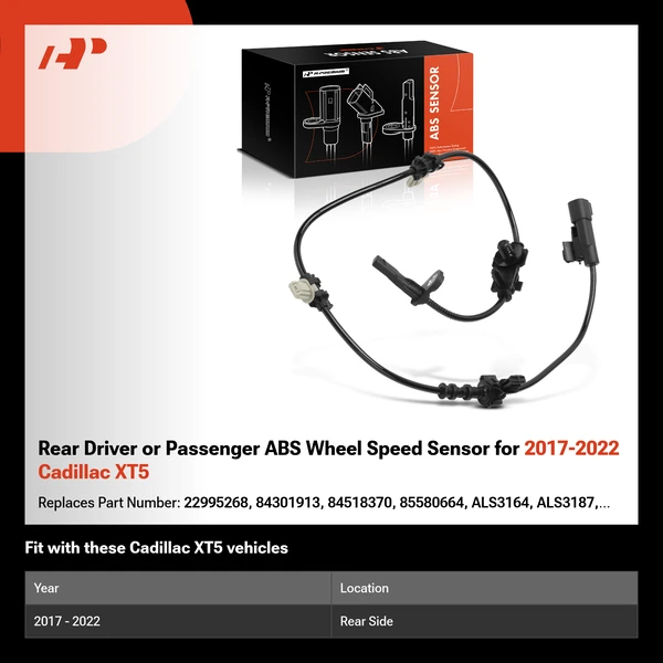 Rear Driver or Passenger ABS Wheel Speed Sensor for 2017-2022 Cadillac XT5