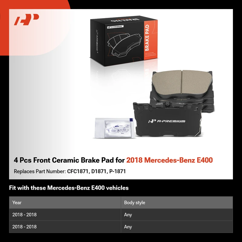4 Pcs Front Ceramic Brake Pad for 2018 Mercedes-Benz E400