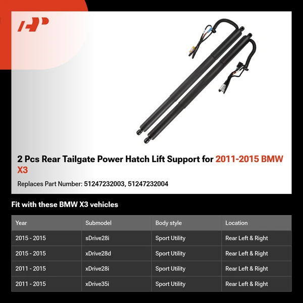 2 Pcs Rear Tailgate Power Hatch Lift Support for 2011-2015 BMW X3