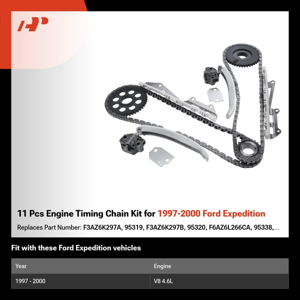 11 Pcs Engine Timing Chain Kit for 1997-2000 Ford Expedition
