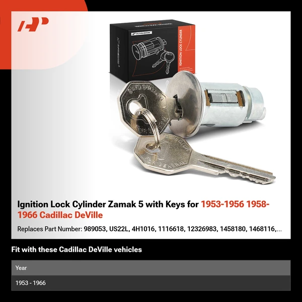 Ignition Lock Cylinder Zamak 5 with Keys for 1953-1956 1958-1966 Cadillac DeVille