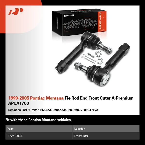 1999-2005 Pontiac Montana Tie Rod End Front Outer A-Premium APCA1708