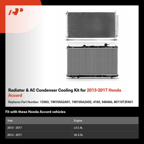 Radiator & AC Condenser Cooling Kit for 2013-2017 Honda Accord