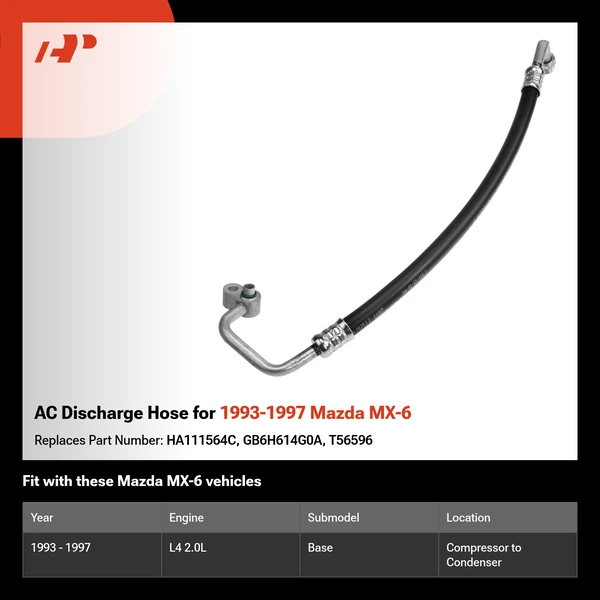 AC Discharge Hose for 1993-1997 Mazda MX-6