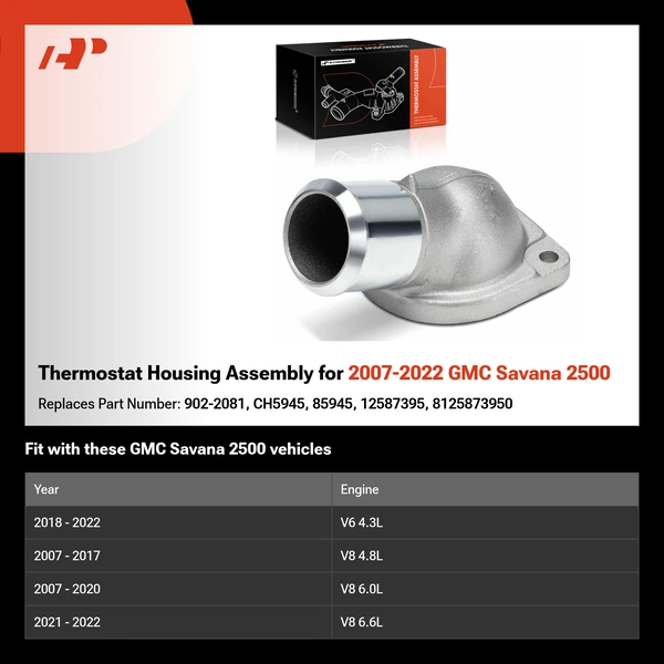 Thermostat Housing Assembly for 2007-2022 GMC Savana 2500
