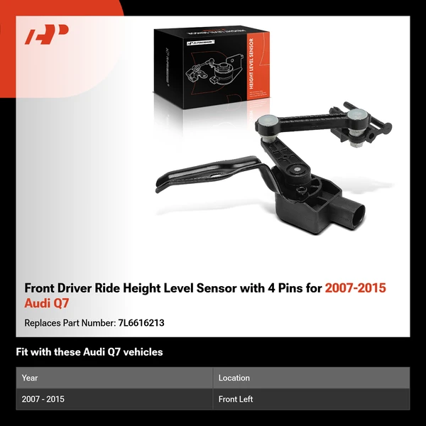 Front Driver Ride Height Level Sensor with 4 Pins for 2007-2015 Audi Q7