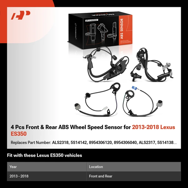 4 Pcs Front & Rear ABS Wheel Speed Sensor for 2013-2018 Lexus ES350