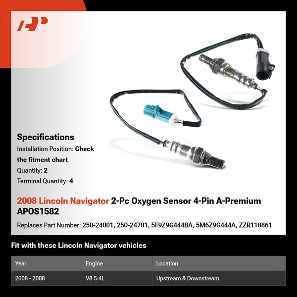 2008 Lincoln Navigator 2-Pc Oxygen Sensor 4-Pin A-Premium APOS1582