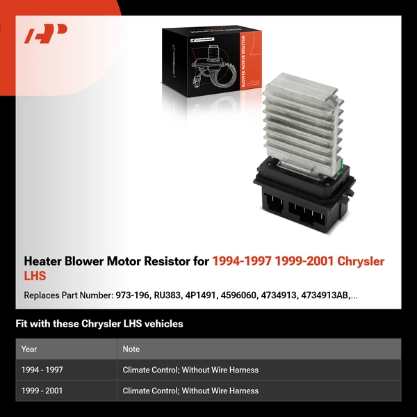 Heater Blower Motor Resistor for 1994-1997 1999-2001 Chrysler LHS