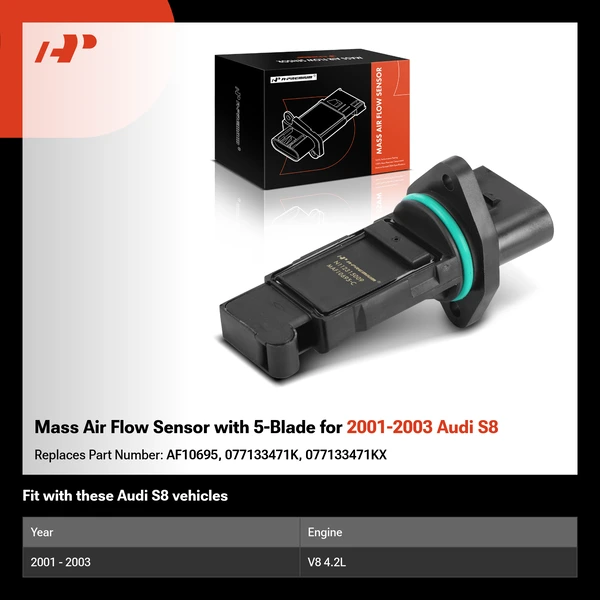 Mass Air Flow Sensor with 5-Blade for 2001-2003 Audi S8