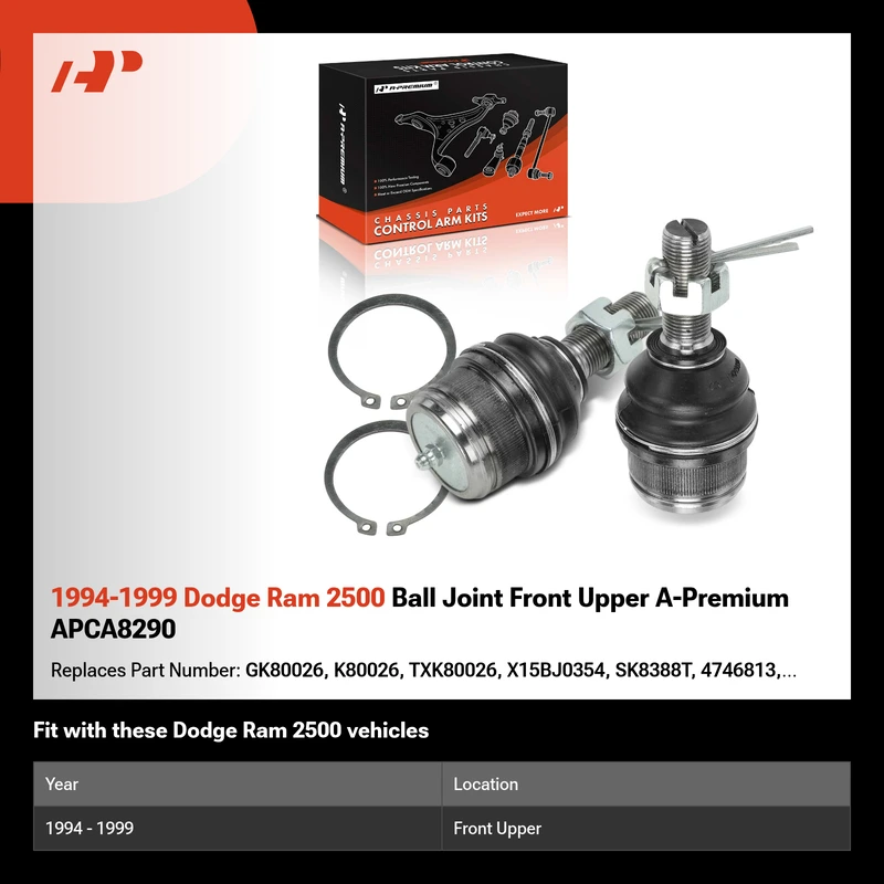 1994-1999 Dodge Ram 2500 Ball Joint Front Upper A-Premium APCA8290