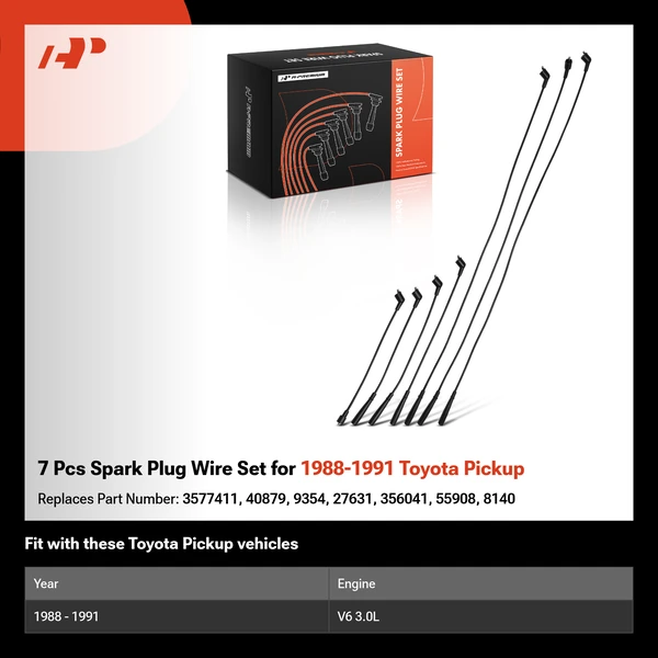 7 Pcs Spark Plug Wire Set for 1988-1991 Toyota Pickup
