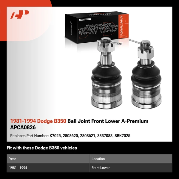 1981-1994 Dodge B350 Ball Joint Front Lower A-Premium APCA0826