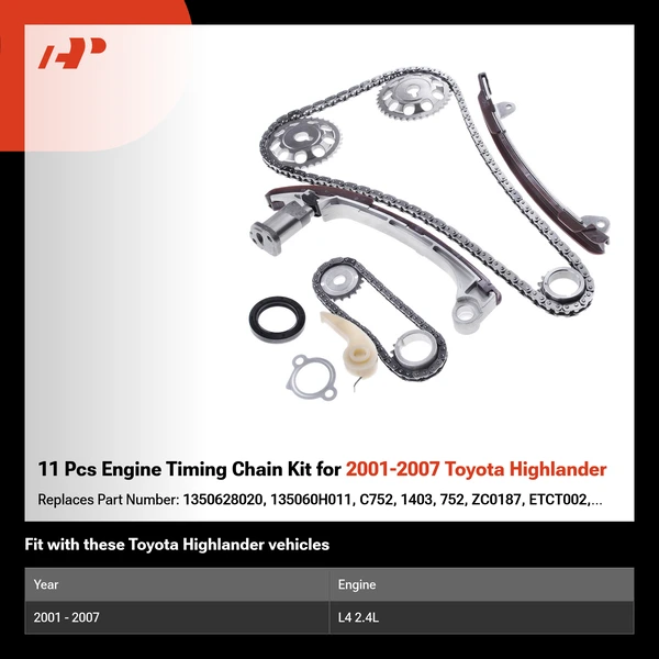 11 Pcs Engine Timing Chain Kit for 2001-2007 Toyota Highlander