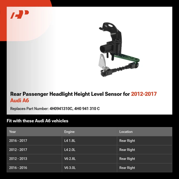 Rear Passenger Headlight Height Level Sensor for 2012-2017 Audi A6