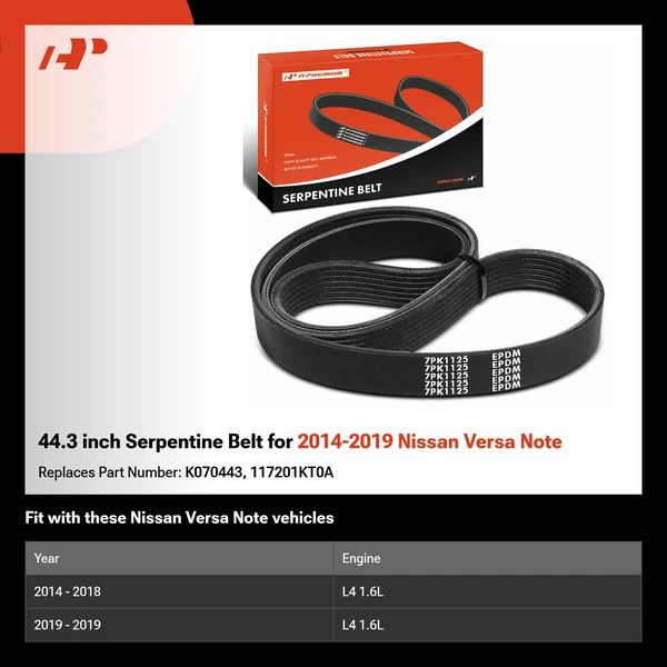 44.3 inch Serpentine Belt for 2014-2019 Nissan Versa Note