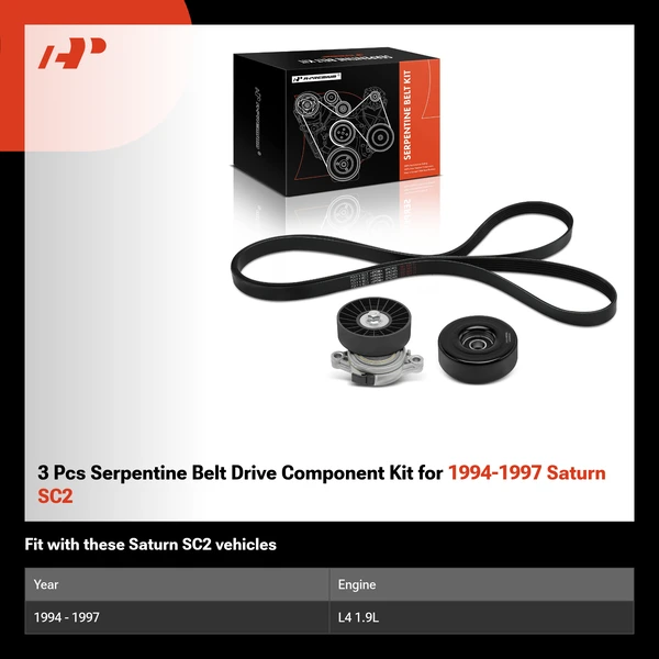 3 Pcs Serpentine Belt Drive Component Kit for 1994-1997 Saturn SC2