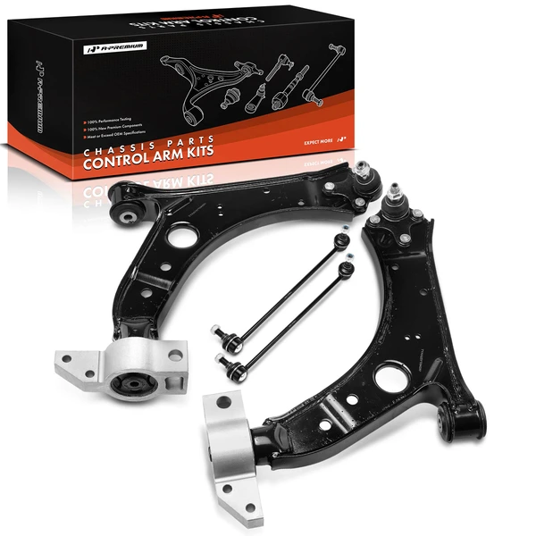 2007-2013 Audi A3 Quattro A Set of 4 Control Arm and Sway Bar Link Kit Front Side A-Premium APCA4930