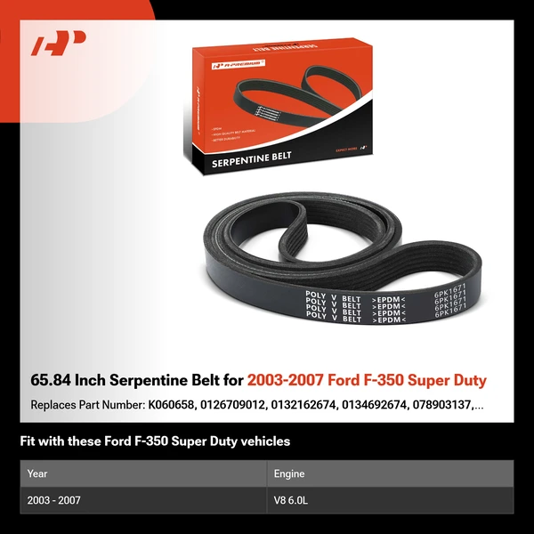 65.84 Inch Serpentine Belt for 2003-2007 Ford F-350 Super Duty