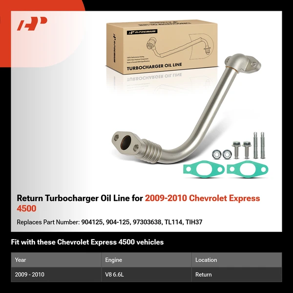Return Turbocharger Oil Line for 2009-2010 Chevrolet Express 4500