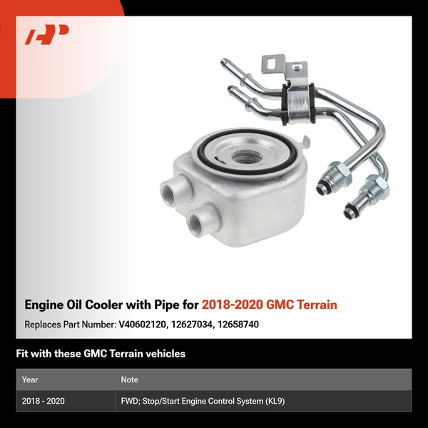 Engine Oil Cooler with Pipe for 2018-2020 GMC Terrain
