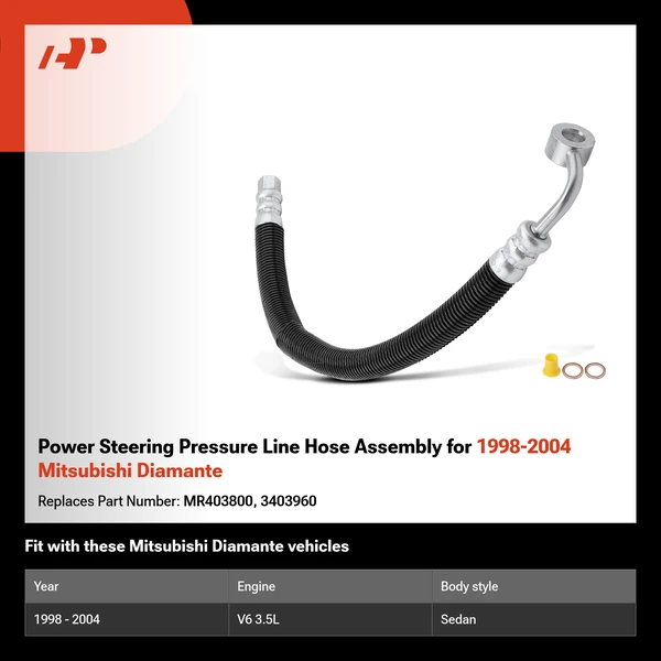 Power Steering Pressure Line Hose Assembly for 1998-2004 Mitsubishi Diamante