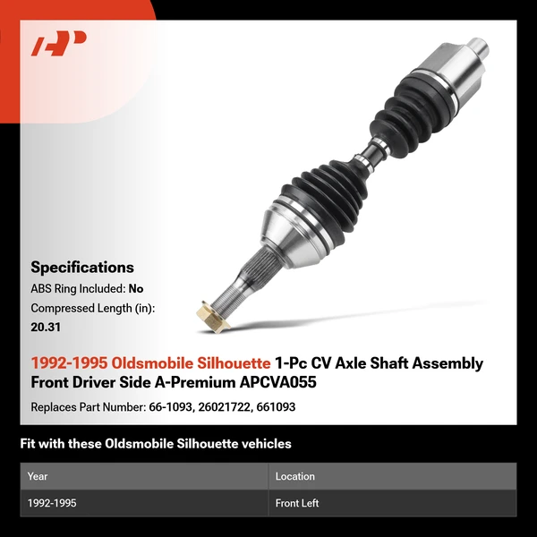 1992-1995 Oldsmobile Silhouette 1-Pc CV Axle Shaft Assembly Front Driver Side A-Premium APCVA055