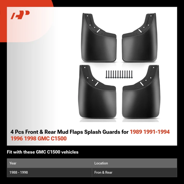 4 Pcs Front & Rear Mud Flaps Splash Guards for 1989 1991-1994 1996 1998 GMC C1500