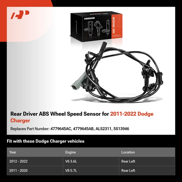 Rear Driver ABS Wheel Speed Sensor for 2011-2022 Dodge Charger