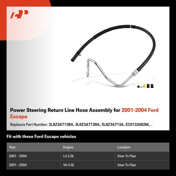 Power Steering Return Line Hose Assembly for 2001-2004 Ford Escape